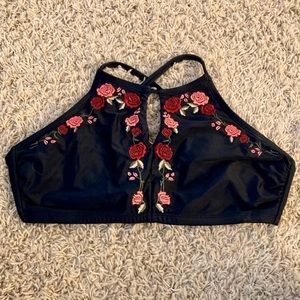 Target Floral Black Bathing Suit Top D/DD